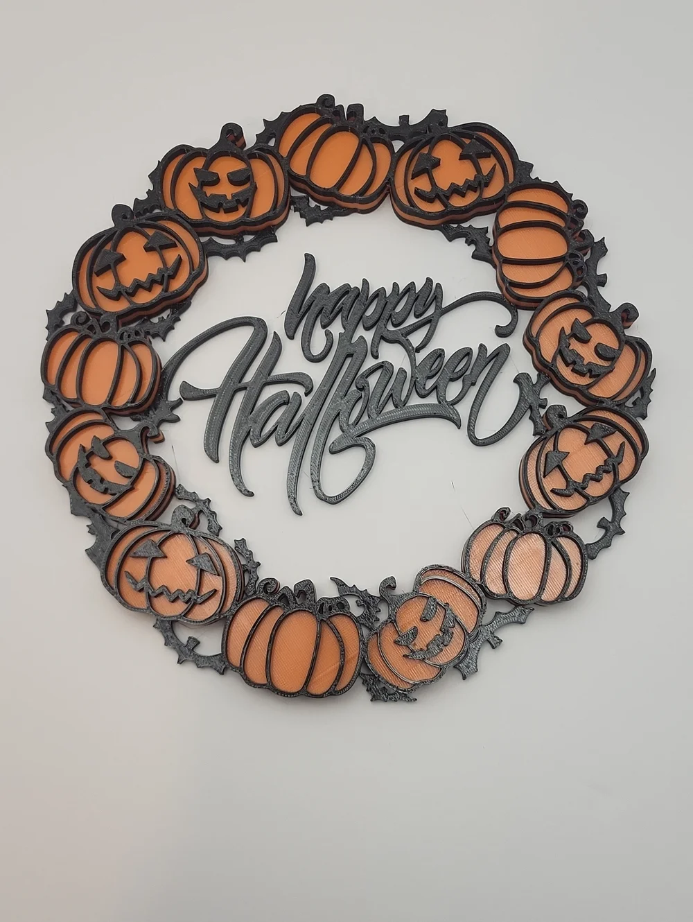 Happy Halloween Pumpkin Wreath - Orange and Black